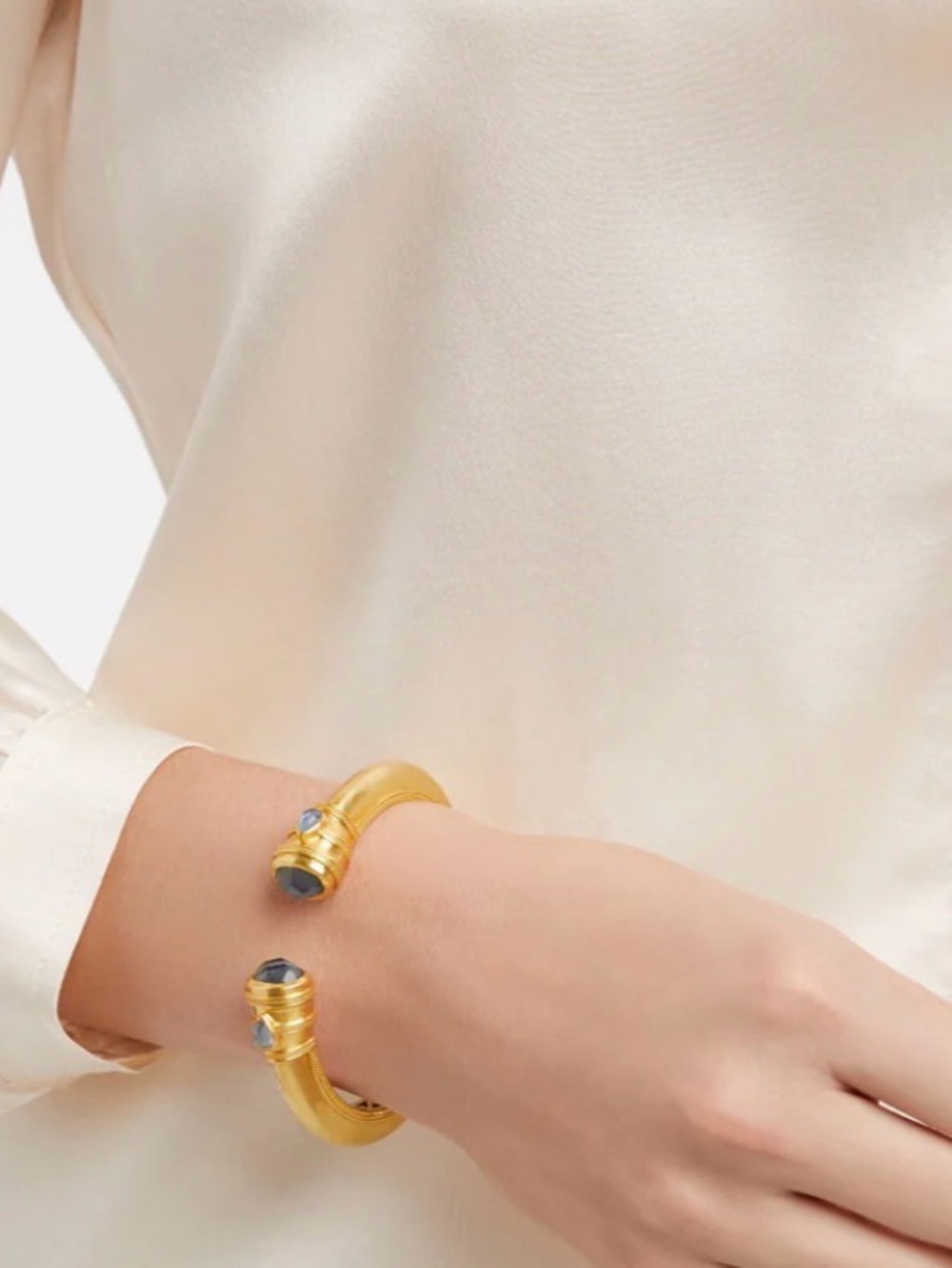 Julie Voss Cannes Demi hinged cuff - chalcedony iridescent blue
